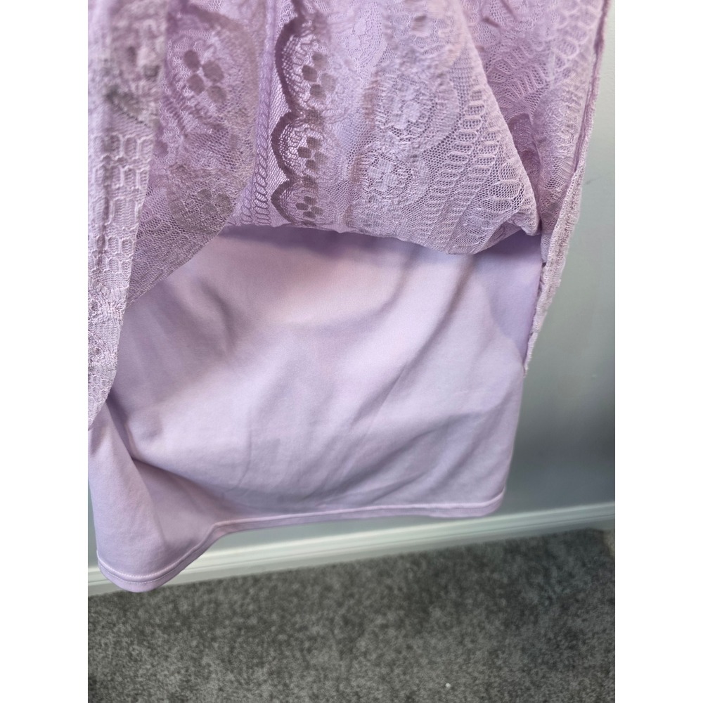 Blue Rain Lavender Floral Lace Sleeveless V-Neck Shift Dress Purple Medium M - Picture 7 of 9